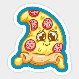 Cute Pizza Character Kawaii Slice Pepperoni Cartoon Illustration Sticker